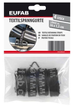 EUFAB Sangle De Serrage En Textile (pack De 4) 5 EUFAB Sangle De Serrage En Textile (pack De 4) -Vélo Accessoires Magasin Eufab 12011 Textilspanngurt 4er Pack 3